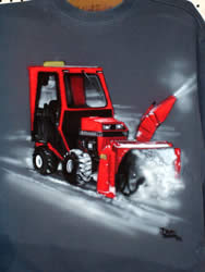 airbrush snowblower on t-shirt