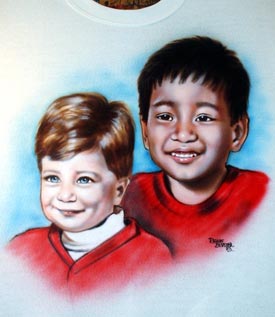Two boys airbrush portraits t-shirt