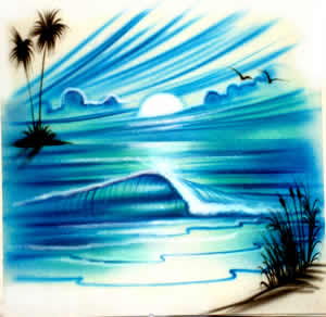 Blue wave airbrush t-shirt