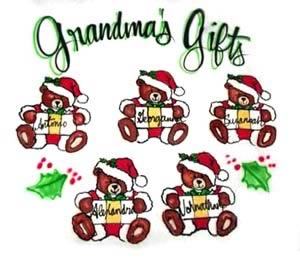 Airbrush t-shirt for mother, grandmother with Christmas bears by BurrartDesign