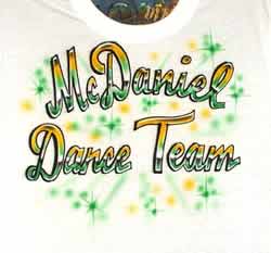 Airbrush t-shirt with dance team name