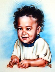 airbrush portrait of child on t-shirt
