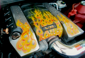 airbrush on Camaro engine cover