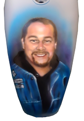 airbrush portrait on motorcycle tank