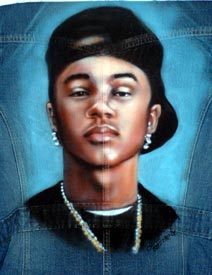 airbrush portrait denim jacket