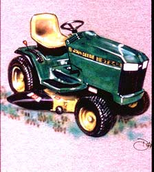 airbrush John Deere mower on t-shirt