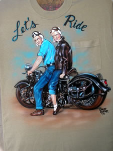 Airbrush portrait with motorcycle