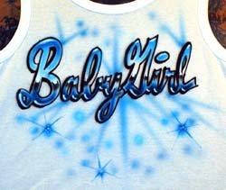 chrome look lettering airbrush t-shirt