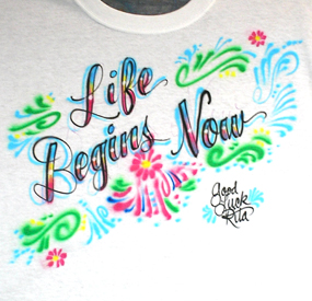 airbrush lettering on shirt