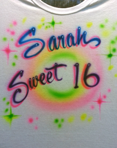 Sweet 16 airbrush on t-shirt