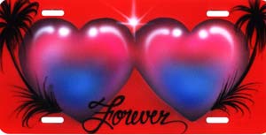 airbrush license plate hearts