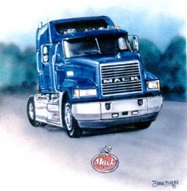 airbrush tractor trailer truck on t-shirt