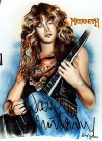 Airbrush portrait on t-shirt of Dave Mustaine 