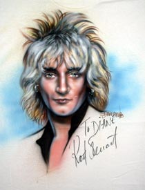 Rod Stewart autographed airbrush t-shirt