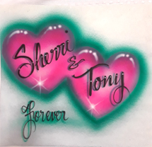 Pink hearts airbrush t-shirt